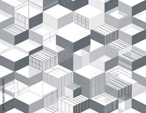 Abstract geometric pattern of interlocking cubes
