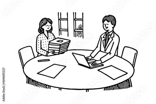 Job interview process with documents and networking connections
