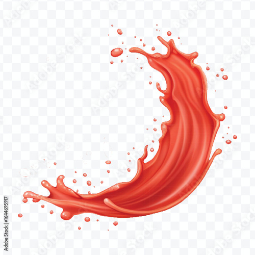 realistic 3d tomato red juice or ketchup sauce splash isolated on transparent background