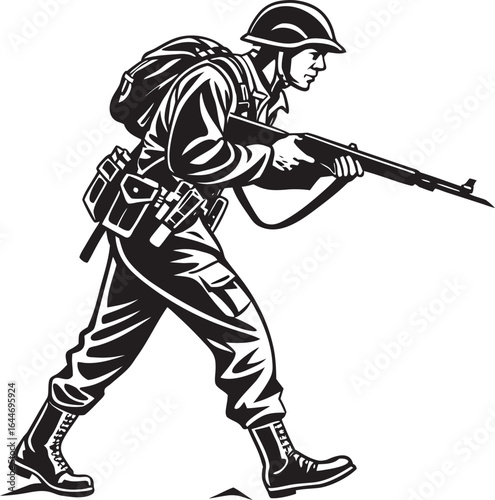 US Troop Silhouette  Armed Forces Soldier Vector Design
