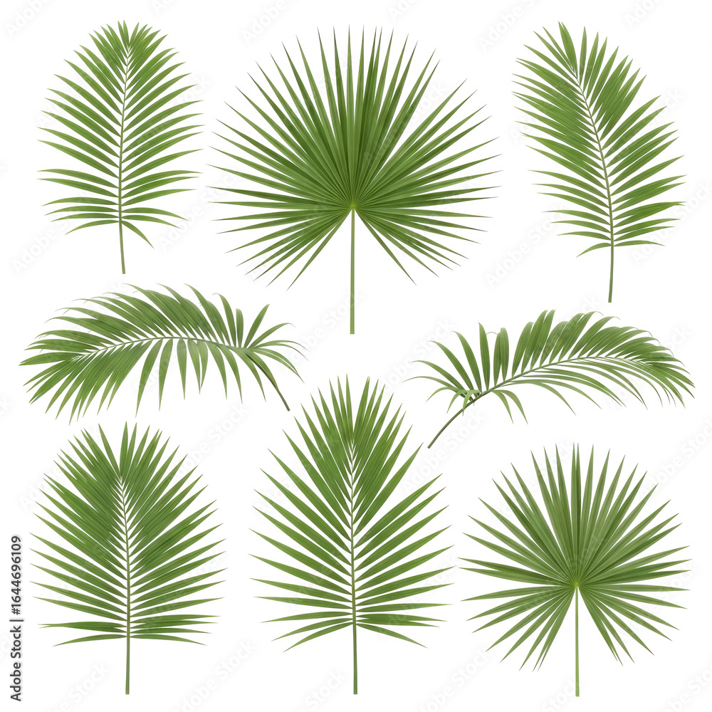 Fototapeta premium tropical palm fronds diverse collection for design projects