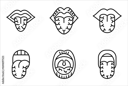 Dry mouth icon set. Dehydration habits. Xerostomia. Diabetes symptom. vector illustration on white background