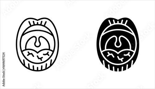 Dry mouth icon set. Dehydration habits. Xerostomia. Diabetes symptom. vector illustration on white background