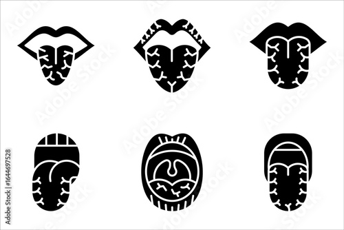Dry mouth icon set. Dehydration habits. Xerostomia. Diabetes symptom. vector illustration on white background
