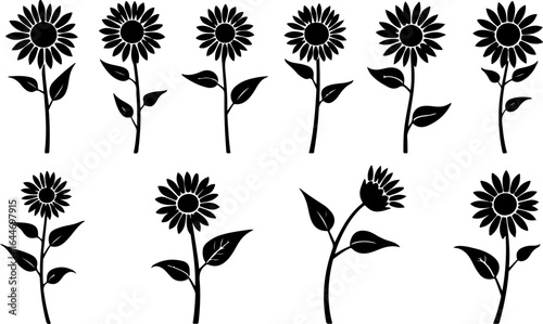 Sunflower Silhouettes – Elegant Floral Vector Set