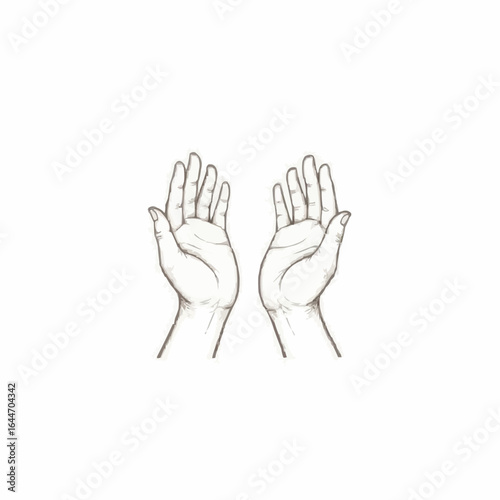 Illustration of open hands in a welcoming gesture on a clean white background