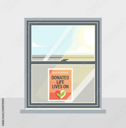 Supportive window display promoting contributions to save lives and enhance community health