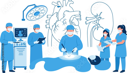 Advanced Medical Surgery in a High-Tech Operating Room with Cardiovascular Focus
