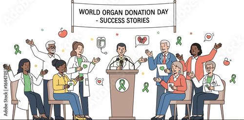 Diverse healthcare professionals gather in an inclusive conference focusing on patient care and