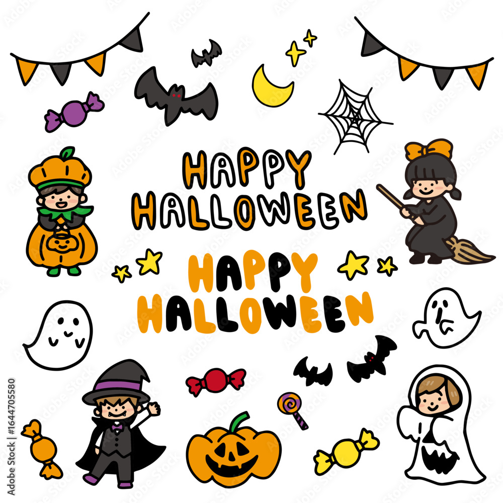 Fototapeta premium かわいいハロウィン関連のイラストセット