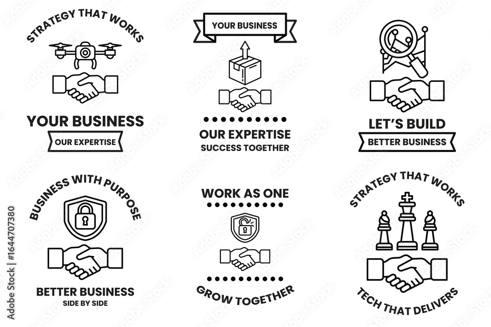 Obraz premium A set of business cards with a handshake symbol