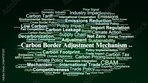 Obraz na plátně Carbon Border Adjustment Mechanism (CBAM) Word Cloud