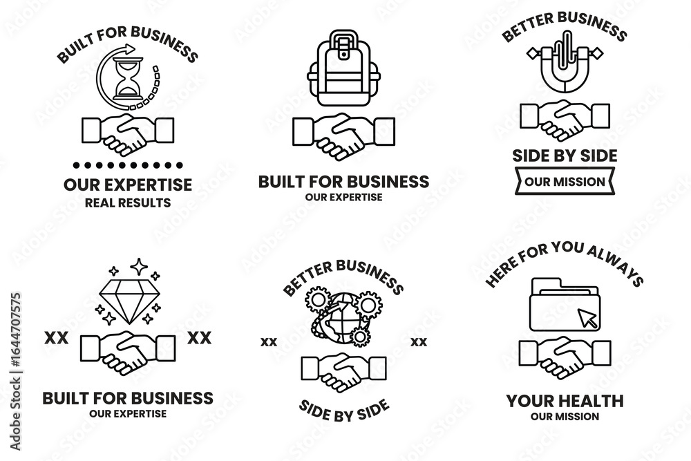Obraz premium A set of business cards with a handshake symbol