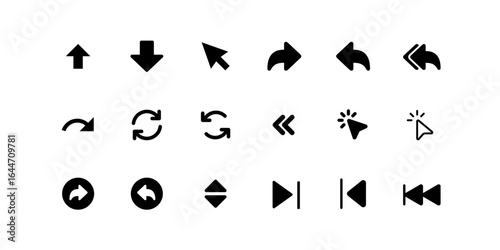Papier peint set of black arrow, Navigation and Control Icons Set for UI/UX Design, black arr