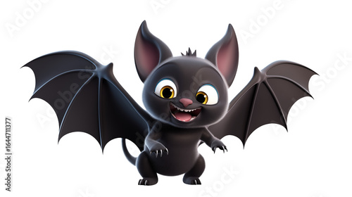 Adorable cartoon bat ready for Halloween fun, perfect for kids' designs, party invitations, and spooky season promotions, guaranteed to bring smiles!