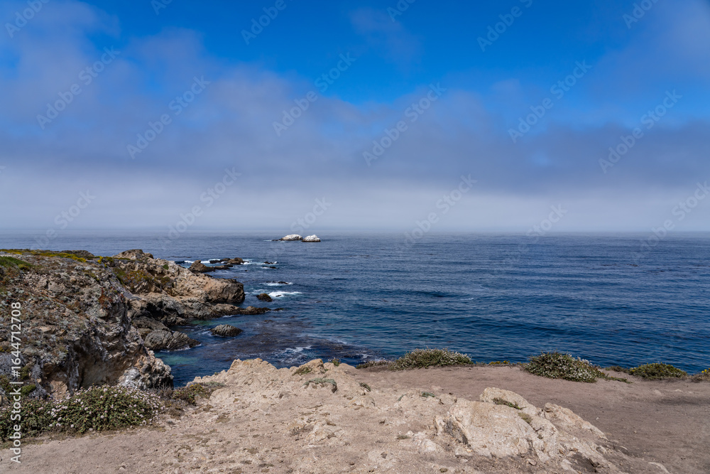Obraz premium Granitic Rocks, Biotite-hornblende quartz diorite to granodiorite. Soberanes Point Trail, California State Route 1, Monterey County, California.