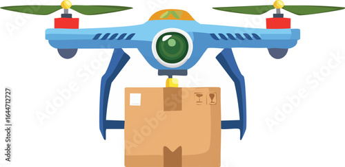 Drone Carrying Package – Modern Delivery Technology Vector Illustration