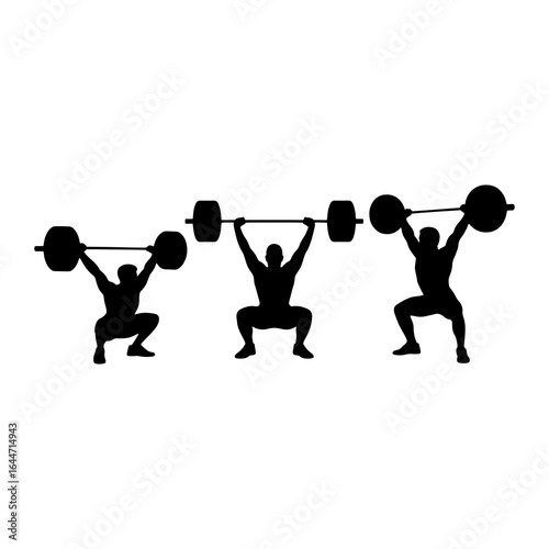 Weightlifters performing squat lifts weightlifting