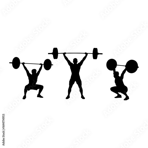 Weightlifters lifting barbells weightlifting strength training
