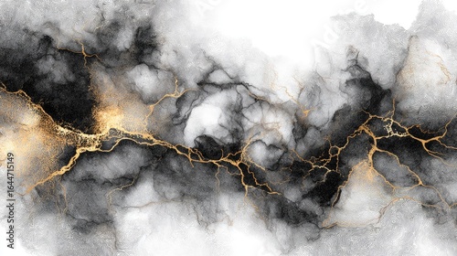 Abstract Black Gold Marble Texture Background