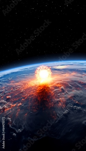 Massive meteor impact explodes over planet Earth's atmosphere