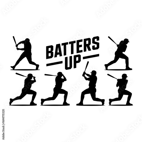 Baseball batters swinging bats sport