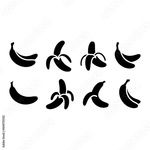 Black banana icons fruit food