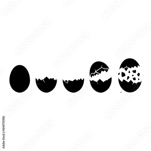 Black egg cracking progression breaking hatching