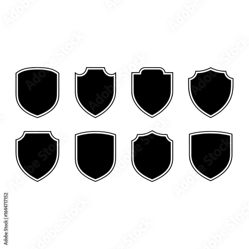 Black shields with white outlines emblem crest