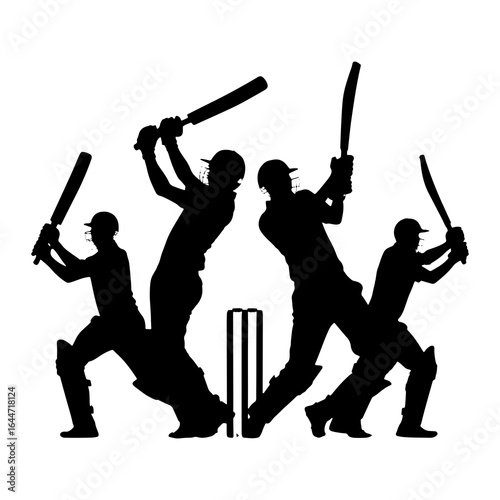 Cricket players batting and wickets sport