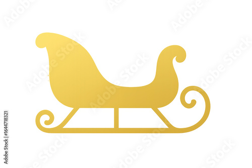 Golden christmas santa claus sleigh on transparent background