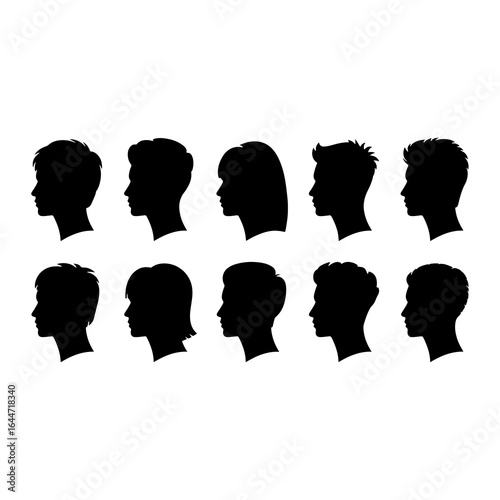 Diverse Human Head Silhouettes heads profiles