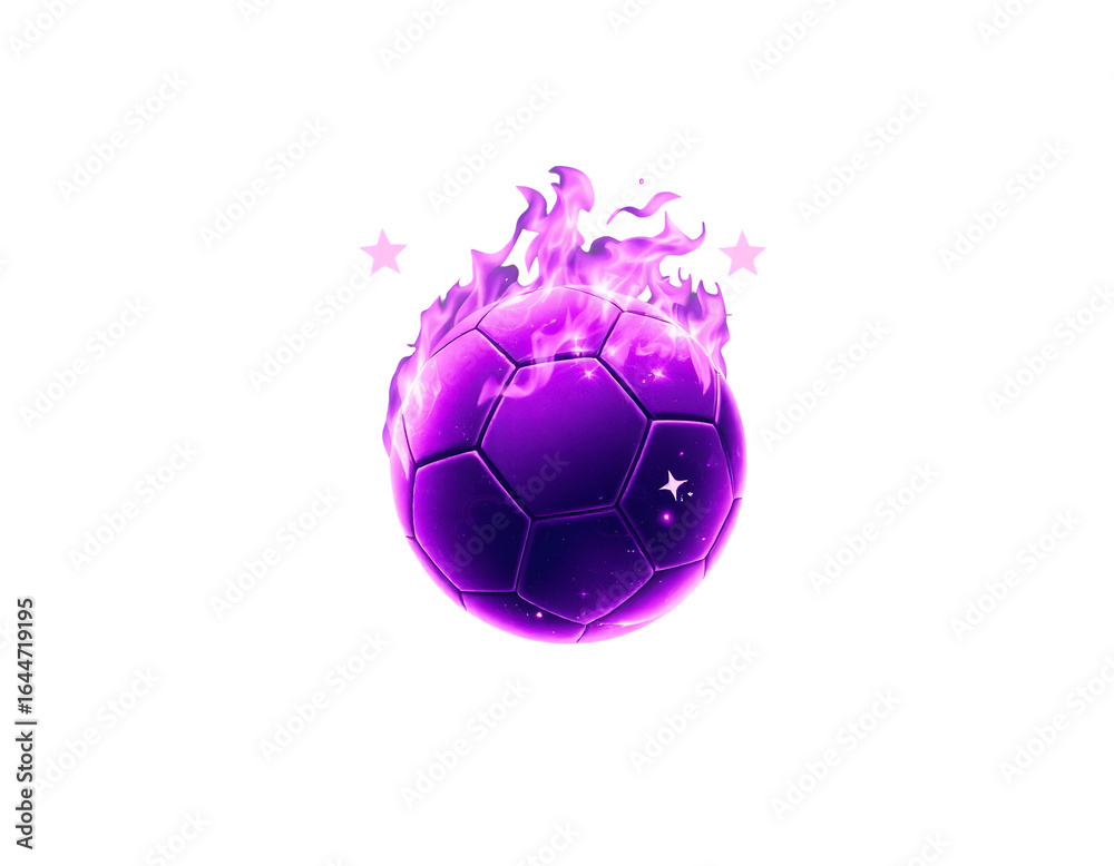 Obraz premium Purple Flaming Soccer Ball with Glowing Effects