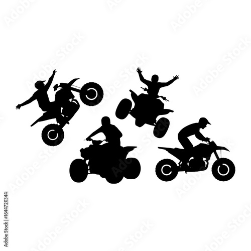 Motocross riders performing stunts quad bike dirt bike