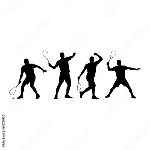 Racquet sport players in action silhouette male