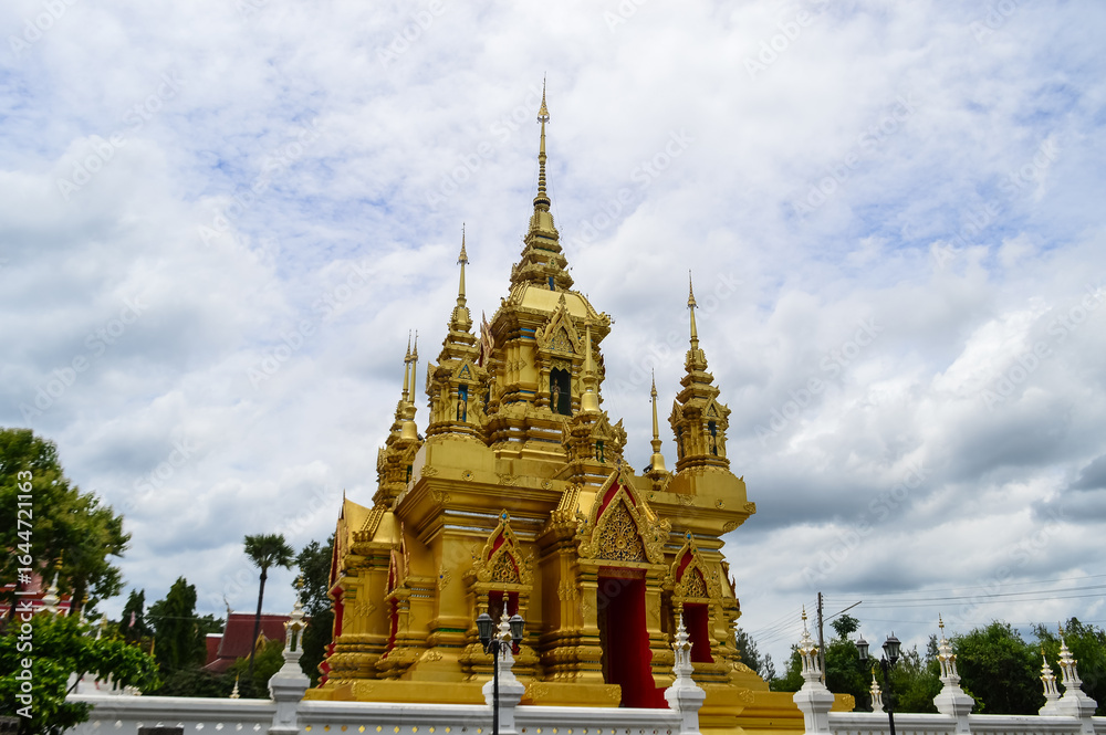 Fototapeta premium Pagoda, Lanna Architecture, Symbols of Buddhism, South East Asia at Wat Khamat, Chiang Mai, Northern Thailand