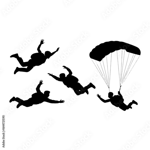 Skydivers in Freefall with Parachute skydiving sport