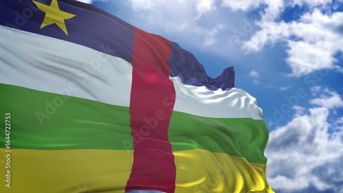 flag of Central African Republic. Central African Republic flag close up. Central African Republic flag endless loop