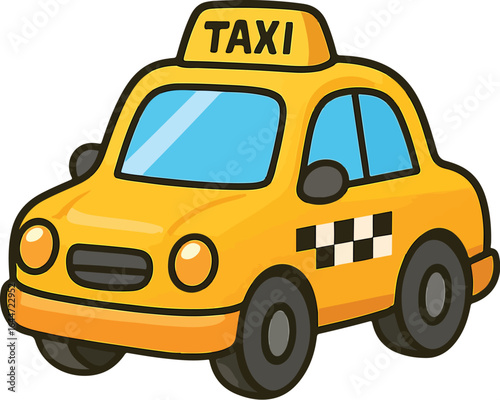 Cartoon Yellow Taxi Cab Vector