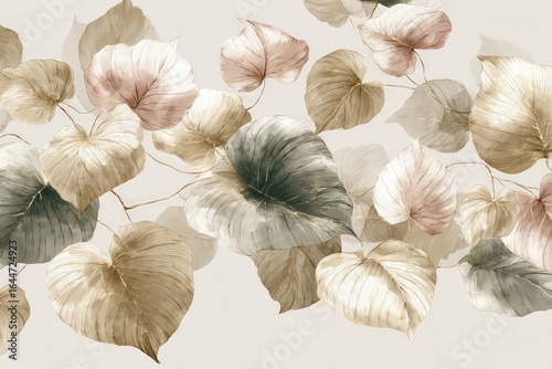 Elegant Watercolor Floral Leaf Design Background