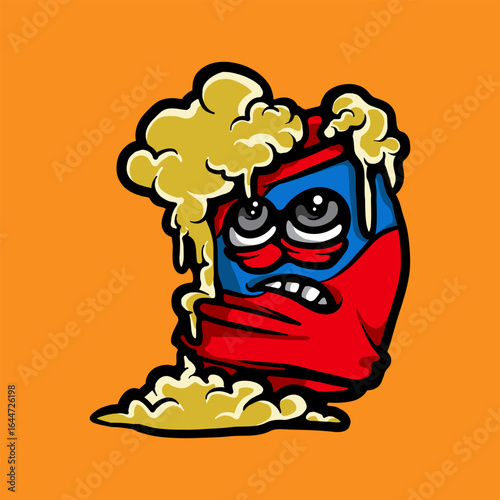 Smashed soda can cartoon vector illustration