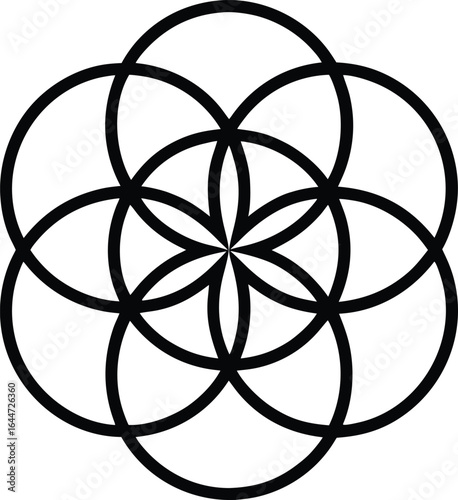 Black geometric flower of life symbol sacred geometry pattern on white background geometric pattern spiritual