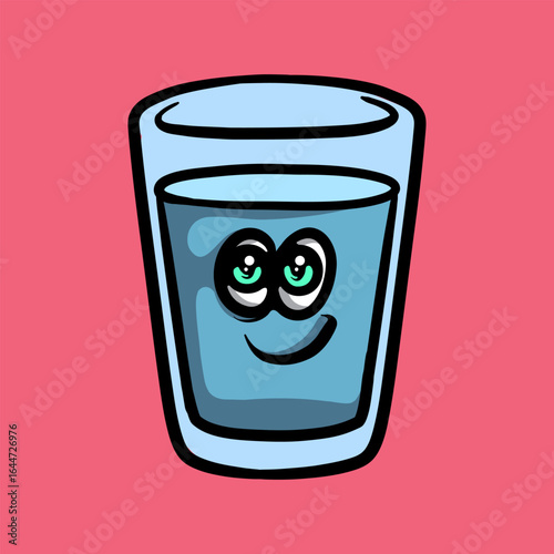 Glass of water mascot cartoon vector illustration