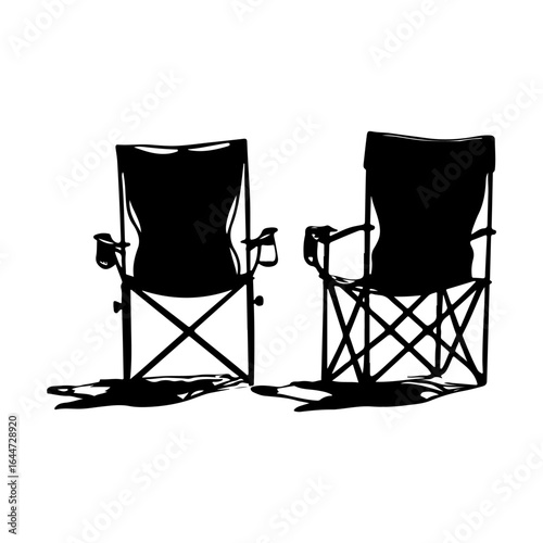 Camping Chair Silhouettes Clipart On White Background