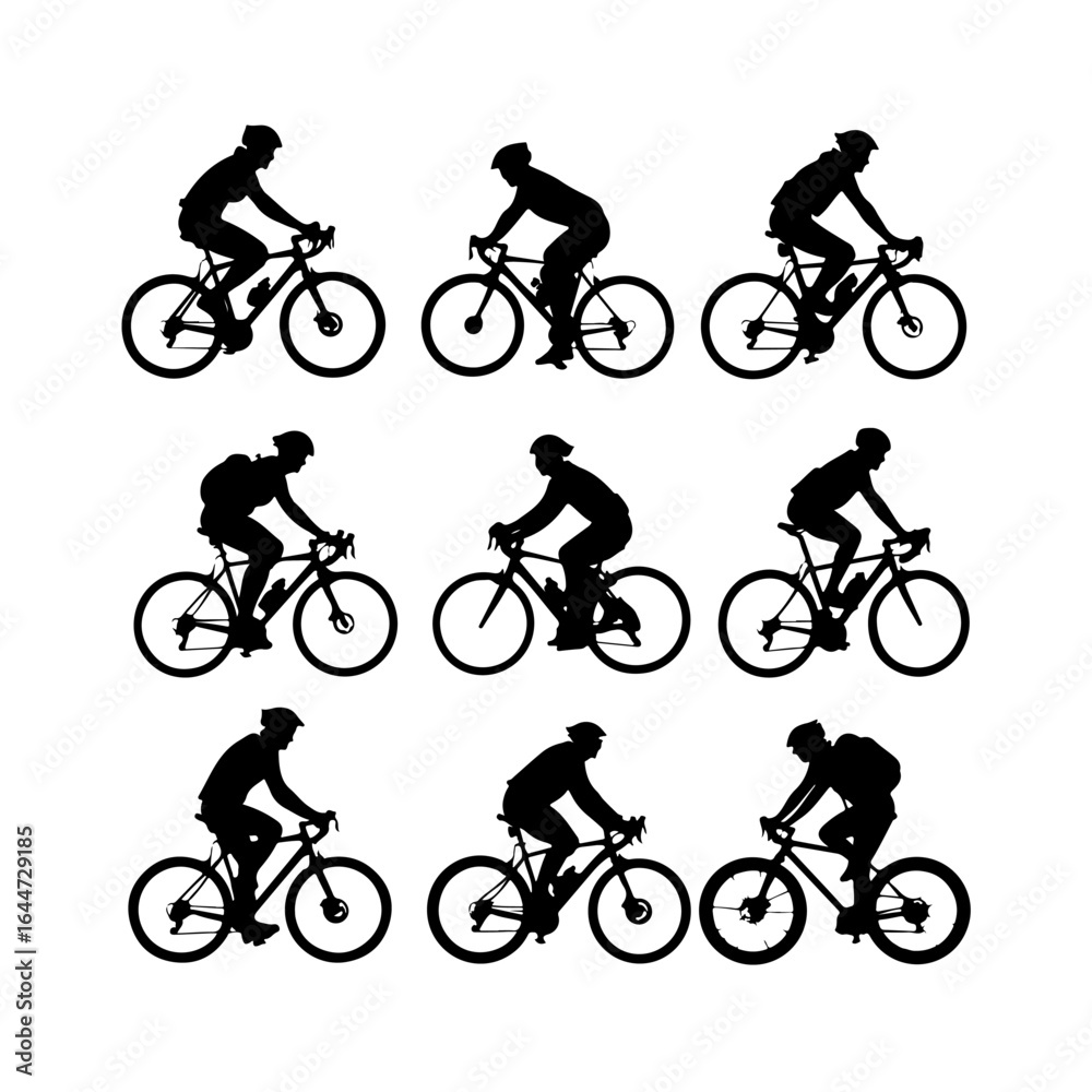 Obraz premium Cyclist Ride Cycle Silhouette Clipart On White Background
