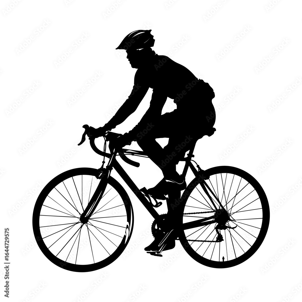 Fototapeta premium Cyclist Riding Bicycle Silhouettes Clipart On White Background