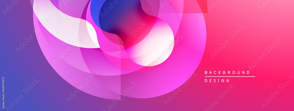 Obraz premium Abstract shapes overlap, creating vibrant gradient effect. Pink, purple hues dominate composition. Modern design element.