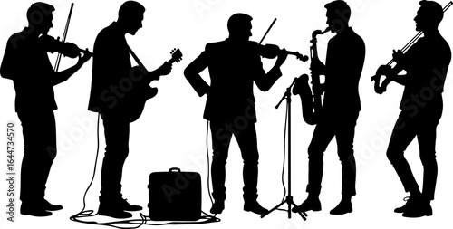 Jazz Band Silhouette Performing Vector Bundle