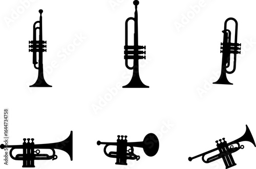 brass instruments silhouettes vector set  vector bundle