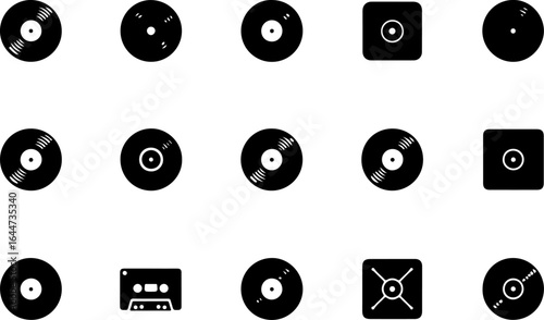 Retro Music Icons Collection – Vinyl & Cassette Silhouettes" vector bundle